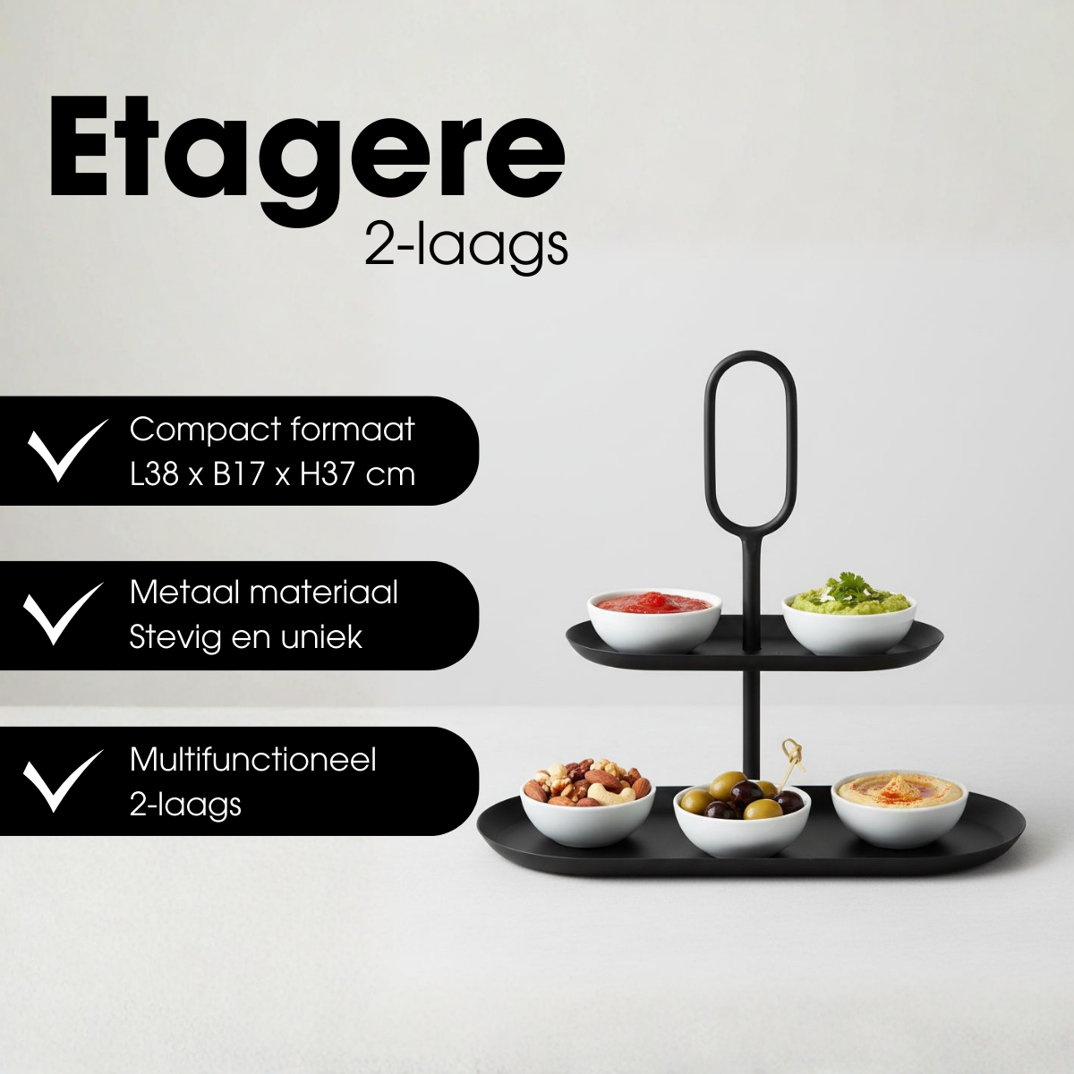 Rama Etagere 2 Laags Rechthoek - Zwart