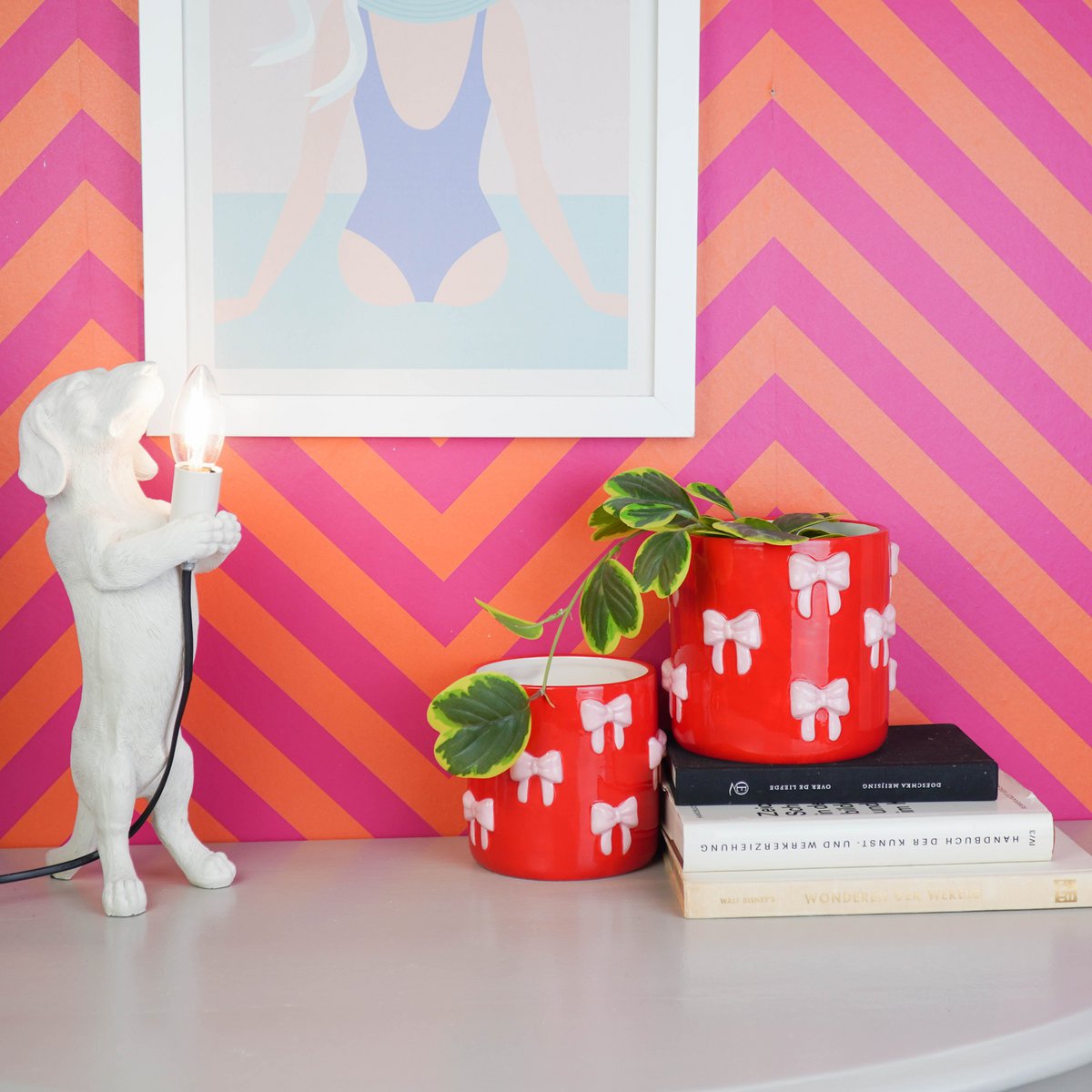 Strik Bloempot - Groot - Rood & Roze