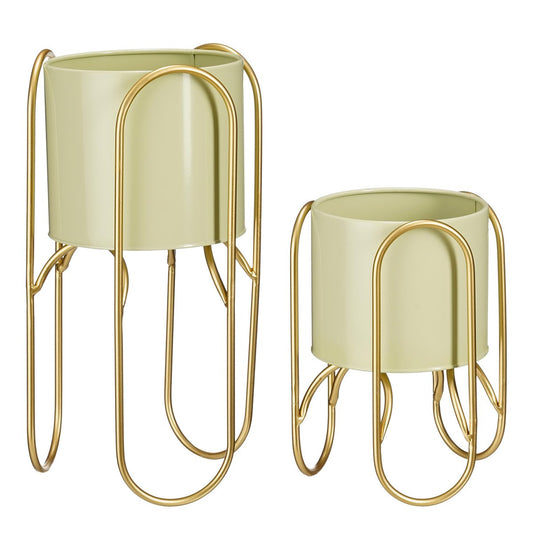 Donau Bloempot op Standaard - Set van 2 - Groen