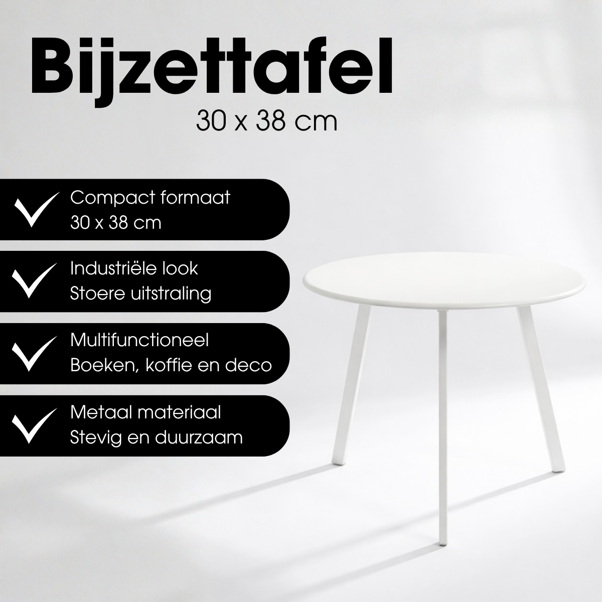 Seatle Bijzettafel Large - Kort - Wit