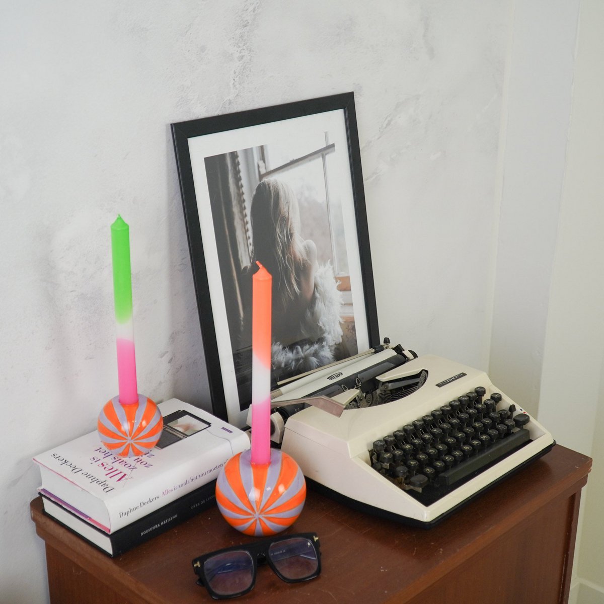 Swirl Kandelaar - Lila & Oranje