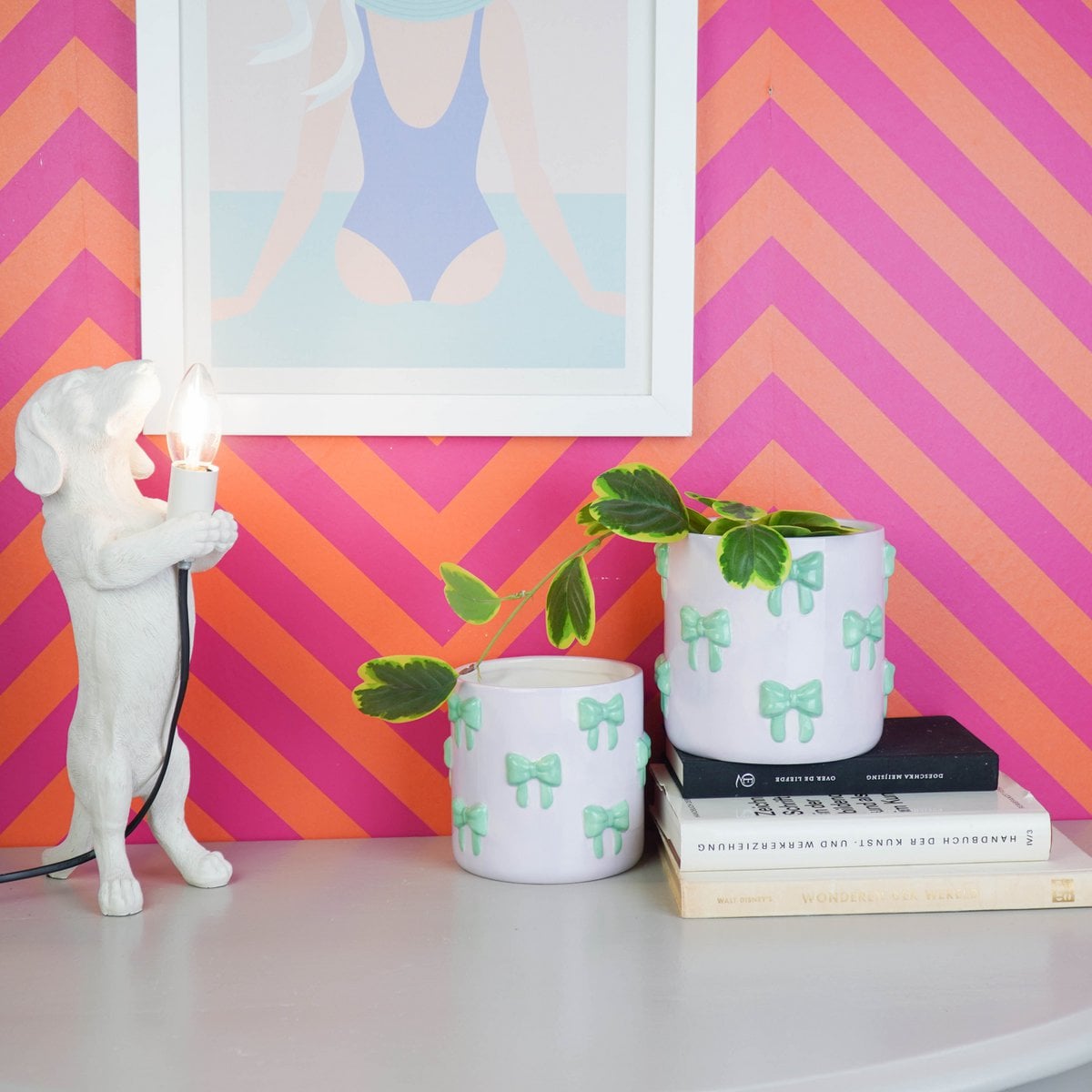 Strik Bloempot - Groot - Lila & Mint