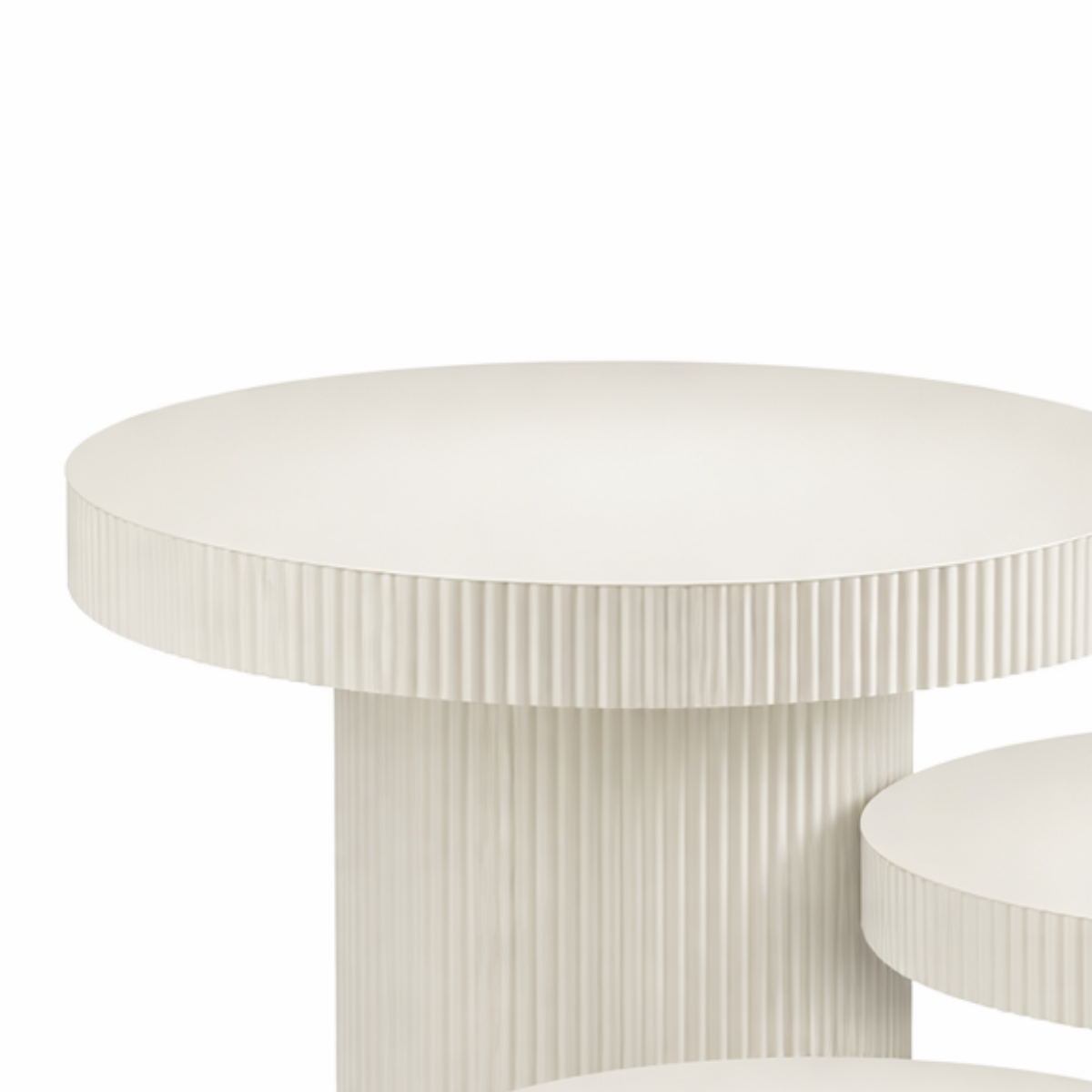 Ribbed Nesting Ronde Tafels - Set van 3 - Wit